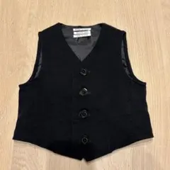 黒のベビーベスト（ストライプ裏地）　80
