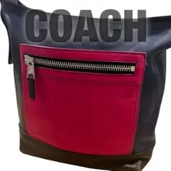 COACH レザー ショルダーバッグ ネイビー ピンク 19995 - メルカリ