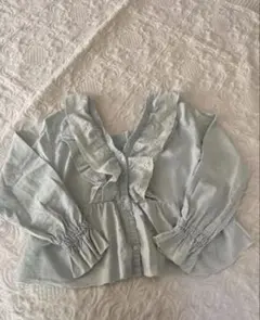 サマンサモスモス　デニムスカラップ刺繍フリル2WAYブラウス　コットン