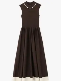 NATURALBEAUTYBASIC バイカラーギャザーニットワンピース