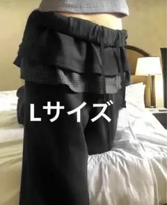 レディースカジュアル　パンツ　スウェット　ネイビー　レイヤード　ズボン　チェック