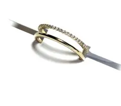 新品 ラインストーンダブルリング ダブルラインリング ダブルリング 2連リング