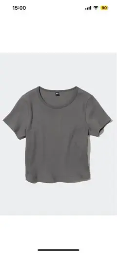 UNIQLO リブクロップドT 半袖 グレー インナー 美品 送料無料 匿名配送