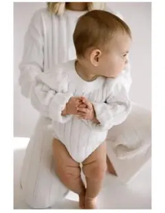 OAT Wide Ribbed Knit Onesie ‘Dove’ ロンパース