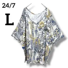 ayakobuta 様専用24/7 ペイズリー柄 Vネック 半袖トップス【L】