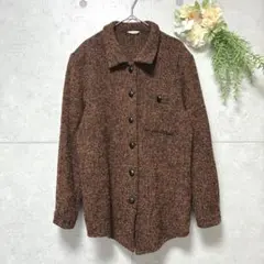 【ROWAL】ミドル丈ステンカラーコート　レディース　F　ミックスカラー　橙×黒