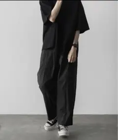 remer リメール ルーズテーパードワイドパンツ チャコールグレー