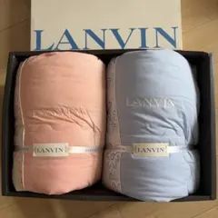 【未使用品】ランバン　洗える肌掛け布団ペア　ブルー×ピンク2枚組　日本製　箱入りのサムネイル