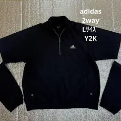 【美品】アディダス ゴルフ 2WAY ハーフジップ ジャケット L 黒 袖取外可
