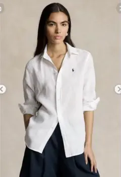 ラルフローレン　リネン　麻　シャツ　ホワイト　S