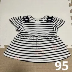 petit main ボーダー ペプラム トップス 95cm