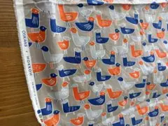 バード 鳥 オレンジ 青 カラフル コットン 110cm×1.8m