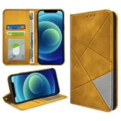 iPhone 12 Pro手帳型ケース 高級PUレザー マグネット式 ブラウン