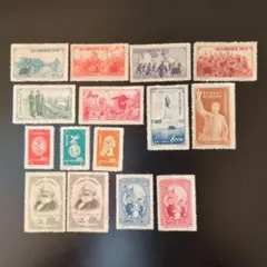 中国切手《紀15.19.20.22.23》計５種１５枚完　未使用1952〜53年