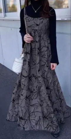 花柄シアーフレアキャミワンピース[kz427]