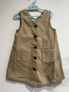 ベージュ コーデュロイ ジャンバースカート