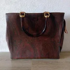 ETRO エトロ ペイズリー柄 PVC×レザー ハンドバッグ 2way ブラウン