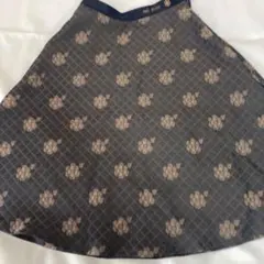 Ms Gracy ダークグレー 花柄 フレアスカート　38 茶系