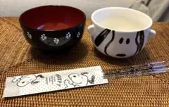 スヌーピー　お食事セット　茶碗、お椀、箸の3点セットのサムネイル
