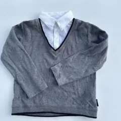 COMME CA ISM グレー Vネック長袖シャツ