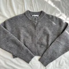 ZARA グレー クロップドカーディガン