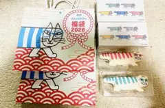 2026ゾフ福袋　リサ・ラーソン zoff メガネ置き　ストライプネコ　２個