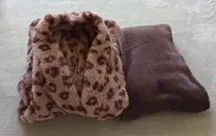 GU パジャマ モコモコ ふわふわ 冬 部屋着 ヒョウ柄 上下セット Lサイズ