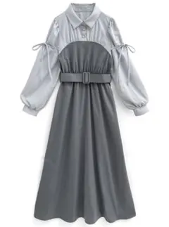 GRL ベルト付きシャツドッキングリボンワンピース