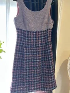 royal party ノースリーブひざ丈ワンピース 紫系 チェック柄