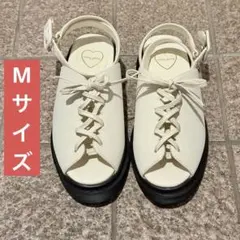 merry jenny Mサイズ アイボリー 白 リボンレースアップサンダルのサムネイル