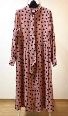 ZARA ザラ　ワンピース　ピンク　黒のドット　プリーツスカート　Mサイズ