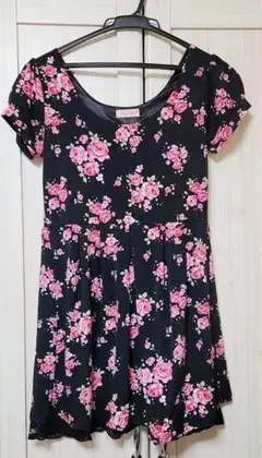 y2k 平成ギャル　SugarGloss MA＊RS 薔薇柄　ミニワンピ　黒