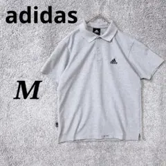 4599 アディダス ポロシャツ M グレー ワンポイント ロゴ スポーツ