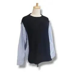 【チョコラフィネローブ】重ね着風 カットソー ニットベスト シャツML黒5217