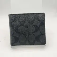 コーチ　折財布　財布　ウォレット　シグネチャー　PVC　ブラック