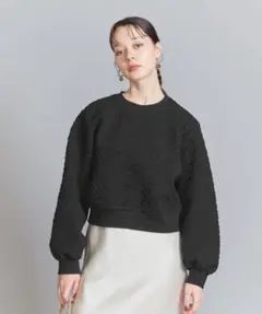 BEAUTY&YOUTH レオパードジャカード プルオーバー ブラック