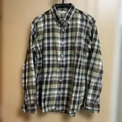 ブラウン系チェック柄長袖シャツ