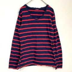 アメリカ古着 ボーダー 長袖 Tシャツ トップス ネイビー