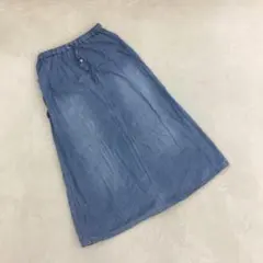 スピンズデニムスカート フロントボタンポケット付き ミディアムブルーM