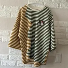 スカラーパリティ　おちりサンド刺繍切替ボーダーT