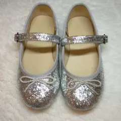 18cm♡GU シルバー ラメ バレエシューズ フォーマルシューズ