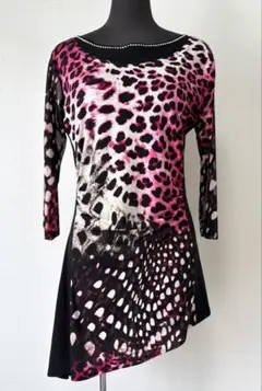 社交ダンス　レッスンウェア　チュニック　アニマル柄