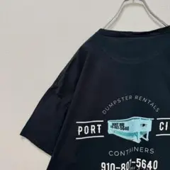 古着 ノーブランド Tシャツ PORT CITY ポートシティ 企業ロゴ 黒