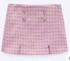 ZARA 千鳥格子柄 ショートパンツ ピンク XS