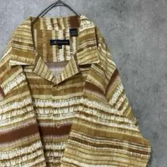 00S 半袖　柄シャツ　メンズ　2XL ポリ　古着　個性派