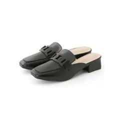 GRL スクエアトゥチェーンローファーミュールサンダル