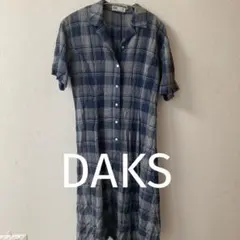 【美品】DAKS チェック柄 半袖シャツワンピースのサムネイル