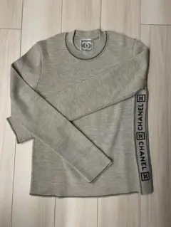 CHANEL 19A ロゴライン ニット セーター 40 カシミヤ混 美品のサムネイル