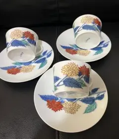 人間国宝　【13代今泉今右衛門】錦　紐(ひも)の絵　蓋付茶碗　5つ揃い 人間国宝】十三代今右衛門作 錦芥子絵茶器（仙茶5個、土瓶1個