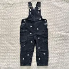 ZARAKIDS 花柄　刺繍　デニム　サロペット